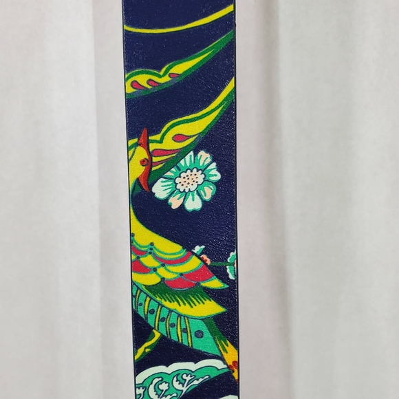 NWT Patricia Nash -Birds Of Paradise Vietri 1.25" Blue/Silver Belt Sz L Leather - Picture 9 of 12